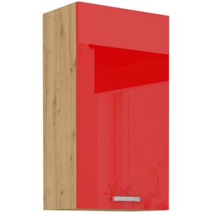 Závěsná horní kuchyňská skříňka 50 cm 27 - MYSTIC - Červená lesklá / Dub artisan