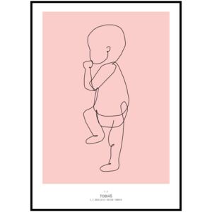 Plakát Vaše miminko v životní velikosti 50 x 70 cm Barva pozadí: Růžová, Ležící na: Pravé straně, Počet vyobrazených miminek: Jedno miminko, Varianta: Jedním tahem