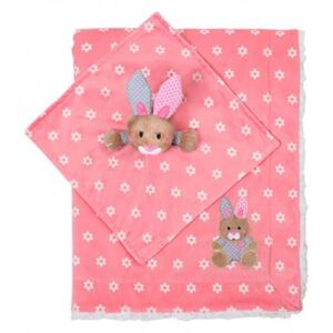 Baby Ono Oboustranná deka Minky 75x100 cm s usínáčkem 30x30 cm růžová