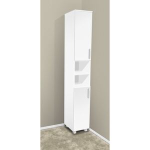 Nabytekmorava Vysoká koupelnová skříňka K13 barva skříňky: bílá 113, barva dvířek: bílá lamino