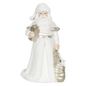 Vánoční dekorace Santa v bílo-zlatém provedení - 17*17*31 cm