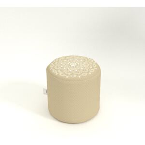 Smartdeco Taburet kulatý Mandala Krémová - (v/š) 40 x 40 cm
