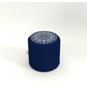 Smartdeco Taburet kulatý Mandala Tmavě modrá - (v/š) 40 x 40 cm