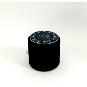 Smartdeco Taburet kulatý Mandala Černo-modrá - (v/š) 40 x 40 cm