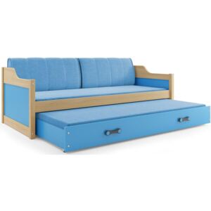 B2b1 BMS-group Dětská postel s přistýlkou DAVID 80x190 cm, borovice/modrá Pěnová matrace