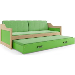 B2b1 BMS-group Dětská postel s přistýlkou DAVID 80x190 cm, borovice/zelená Pěnová matrace