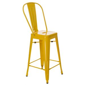 Culty Žlutá kovová barová židle Tolix 66 cm s opěrkou