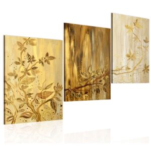 Ručně malovaný obraz Bimago - Golden leaves 120x60 cm