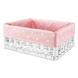 Proutěný košík na hračky, bílý - Lovely Dots Pink 1882