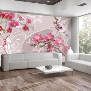 Fototapeta Bimago - Flight of pink orchids + lepidlo ZDARMA 200x140 cm