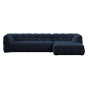 Black Friday -15% Modrá sametová rohová pohovka Windsor & Co Sofas Vesta, pravý roh