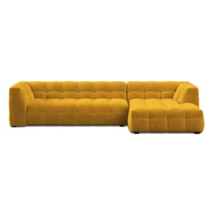 Black Friday -15% Žlutá sametová rohová pohovka Windsor & Co Sofas Vesta, pravý roh