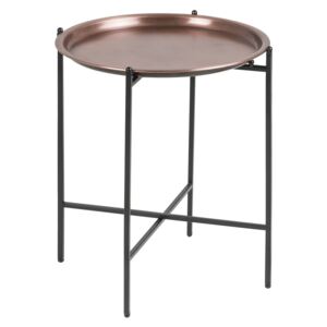 SCANDI Měděný kovový odkládací stolek Sorby s černou podnoží 39,5 cm