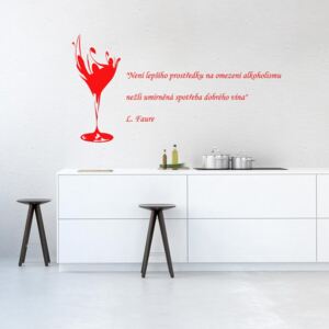 Samolepka na zeď GLIX - Citát o víně Červená 50 x 30 cm