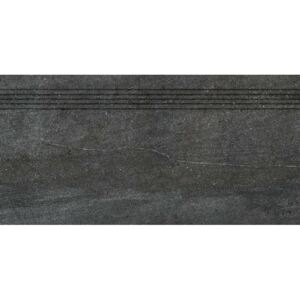 RAKO Quarzit DCP84739, schodovka, černá, kalibrovaná, 40 x 80 x 1 cm