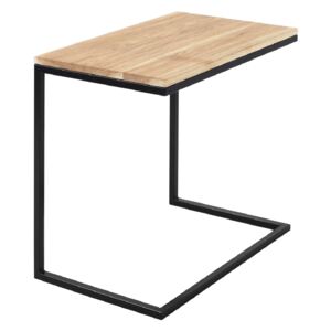 Nordic Design Přírodní masivní odkládací stolek Lupo s černou podnoží 60x40 cm
