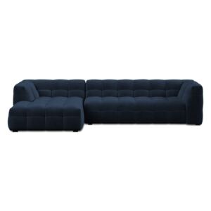 Black Friday -15% Modrá sametová rohová pohovka Windsor & Co Sofas Vesta, levý roh