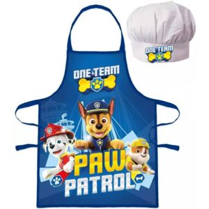 Dětská / chlapecká zástěra s kuchařskou čepicí Tlapková patrola - Paw Patrol - motiv One Team - pro děti 3 - 8 let
