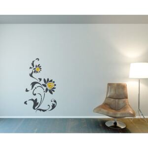 Samolepka na zeď GLIX - Květinová dekorace VI. Šedá a žlutá 30 x 60 cm