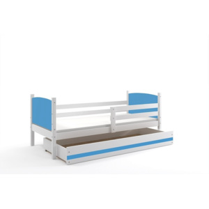 Dětská postel BRENEN + matrace + rošt ZDARMA, 90x200, bílý, blankytná