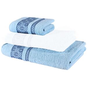 Sada 2 kusů bavlněné osušky a ručníku Vanya modrá EMI
