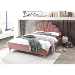 SIG Čalouněná postel SANTANA 160×200 velvet růžová/dub