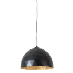 Nordic Design Černé kovové závěsné světlo Auron M se zlatými detaily