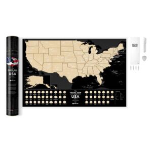 Stírací mapa Travel Map USA Black
