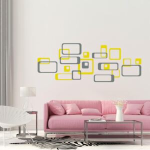Samolepka na zeď GLIX - Dekorativní čtverce Šedá a žlutá 2 x 30 x 30 cm