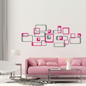 Samolepka na zeď GLIX - Dekorativní čtverce Šedá a růžová 2 x 30 x 30 cm