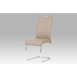 Jídelní židle chrom a potah ekokůže cappuccino DCL-418 CAP