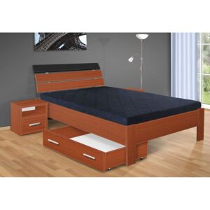 Nabytekmorava postel Darina 200x120 cm matrace: bez matrace, Barva postele: třešeň italská, Úložný prostor: s úložným prostorem - šuplík