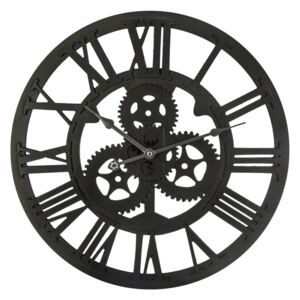 Dřevěné hodiny na stěnu, kulaté hodiny, hodiny do obývacího pokoje, dekorativní hodiny, retro nástěnné hodiny, černé nástěnné hodiny