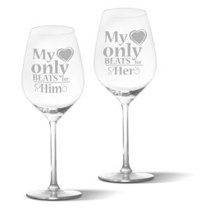 Skleničky na víno SABLIO - My heart only beats 2x350 ml