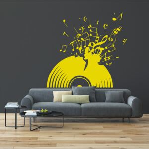 Samolepka na zeď GLIX - Vinylová deska Žlutá 100 x 90 cm