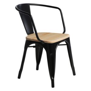 Židle PARIS ARMS WOOD černá borovice přírodní