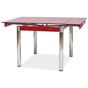 Jídelní rozkládací stůl 80x80 cm z tvrzeného skla v červené barvě KN022