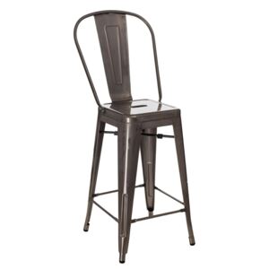 Barová židle PARIS BACK kovová inspirovaná Tolix