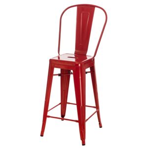 Barová židle PARIS BACK červená inspirovaná Tolix