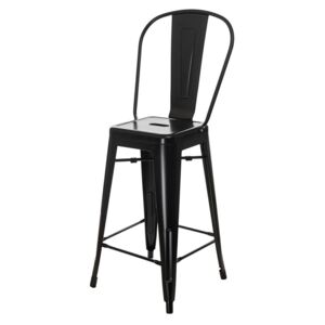 Barová židle PARIS BACK černá inspirovaná Tolix