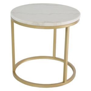 Bílý mramorový konferenční stolek RGE Accent s matnou zlatou podnoží Ø 50 cm