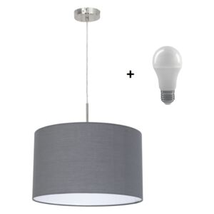 Eglo 31573 PASTERI grey classic - Závěsný textilní lustr + Dárek LED žárovka