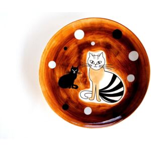 Mělký talíř hnědá Sedící kočka - Ø 27 cm