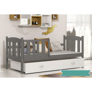 Dětská postel KUBA P color + matrace + rošt ZDARMA, 184x80, šedá/šedá