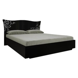 Manželská postel BOGEMA + rošt, 180x200, černá lesk