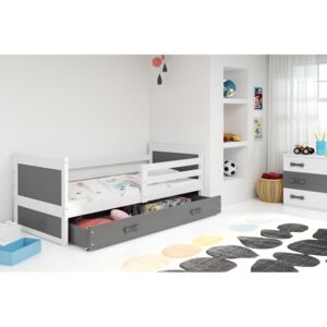 Dětská postel RICO 1 90x200 cm, bílá/grafitová Pěnová matrace