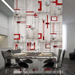 Tapeta Bimago - Concrete, red frames and white knobs + lepidlo ZDARMA role 50x1000 cm