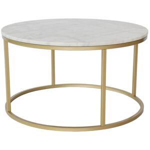 Bílý mramorový konferenční stolek RGE Accent s matnou zlatou podnoží Ø 85 cm