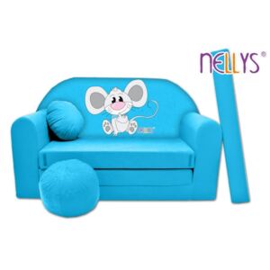 NELLYS Rozkládací dětská pohovka Nellys ® Myška v modrém