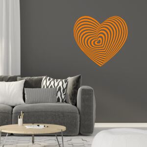 Samolepka na zeď GLIX - Hypno srdce Oranžová 75 x 70 cm